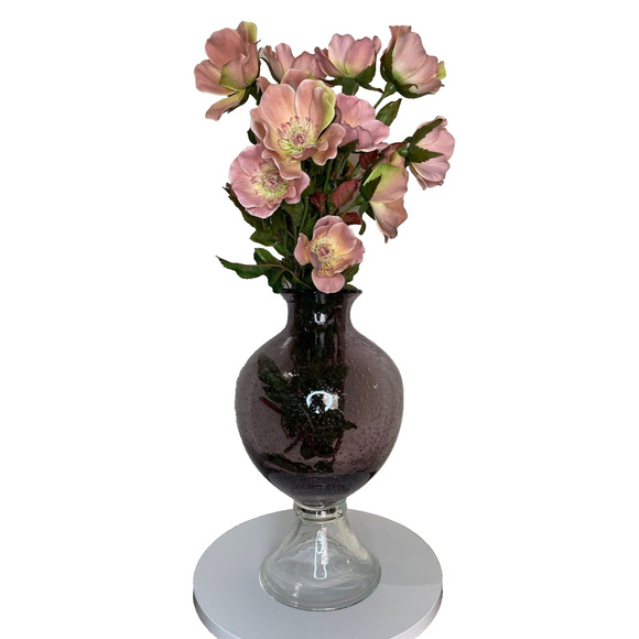 Handblown Purple Glass Vase With Clear Base- Pre-owned- Vase only. - Picture 1 of 8